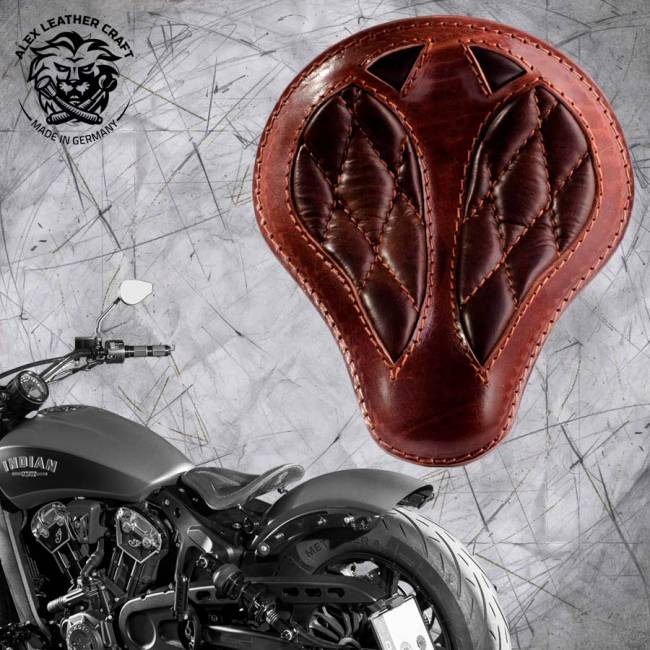 Bobber Solo Seat for Indian Scout since 2017 "Standard" Short Buffalo Brown Diamond