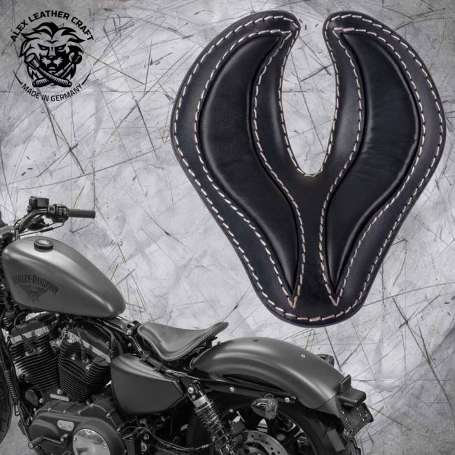 Solo Sitz + Montage Kit Harley Davidson Sportster 04-20 "King Cobra" Schwarz