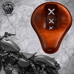 Solo Selle + Montage Kit Harley Davidson Sportster 04-22 "Amsterdam" Vintage Marron