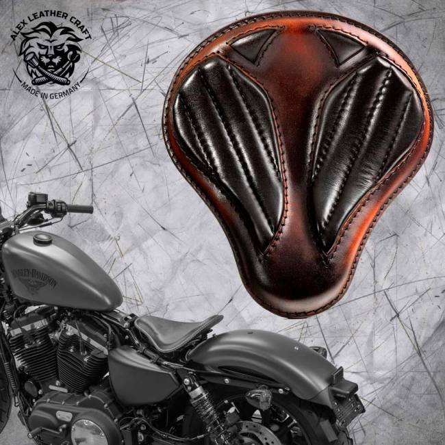 Solo Sitz + Montage Kit Harley Davidson Sportster 04-20 "Kurz" Schwarz und Braun V2