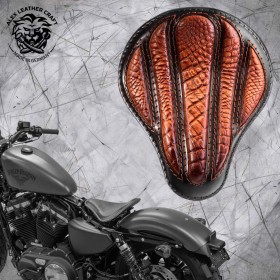 Solo Sitz + Montage Kit Harley Davidson Sportster 04-22 "Optimus" Kroko Vintage Braun
