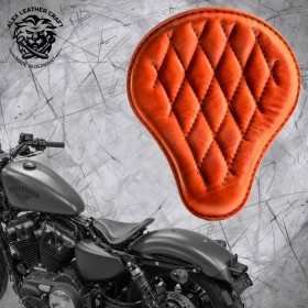 Solo Selle + Montage Kit Harley Davidson Sportster 04-22 Cognac Motif de diamant