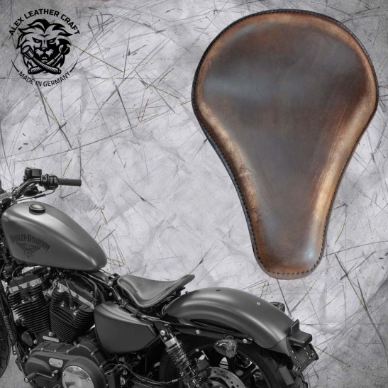 Solo Sitz + Montage Kit Harley Davidson Sportster 04-22 "Lang" Vintage Schoko