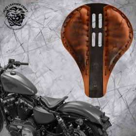 Solo Seat + Montage Kit Harley Davidson Sportster 04-22 "4Fourth" Long Electric Vintage Brown metal