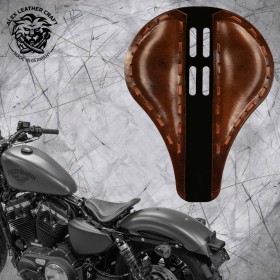 Solo Sitz + Montage Kit Harley Davidson Sportster 04-22 "4Fourth" Lang Büffel Braun metall