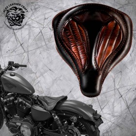 Solo Seat + Montage Kit Harley Davidson Sportster 04-22 "Spider" Black and Brown V2