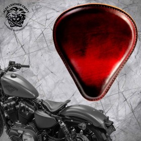 Solo Selle + Montage Kit Harley Davidson Sportster 04-22 "Drop" Vintage Rouge