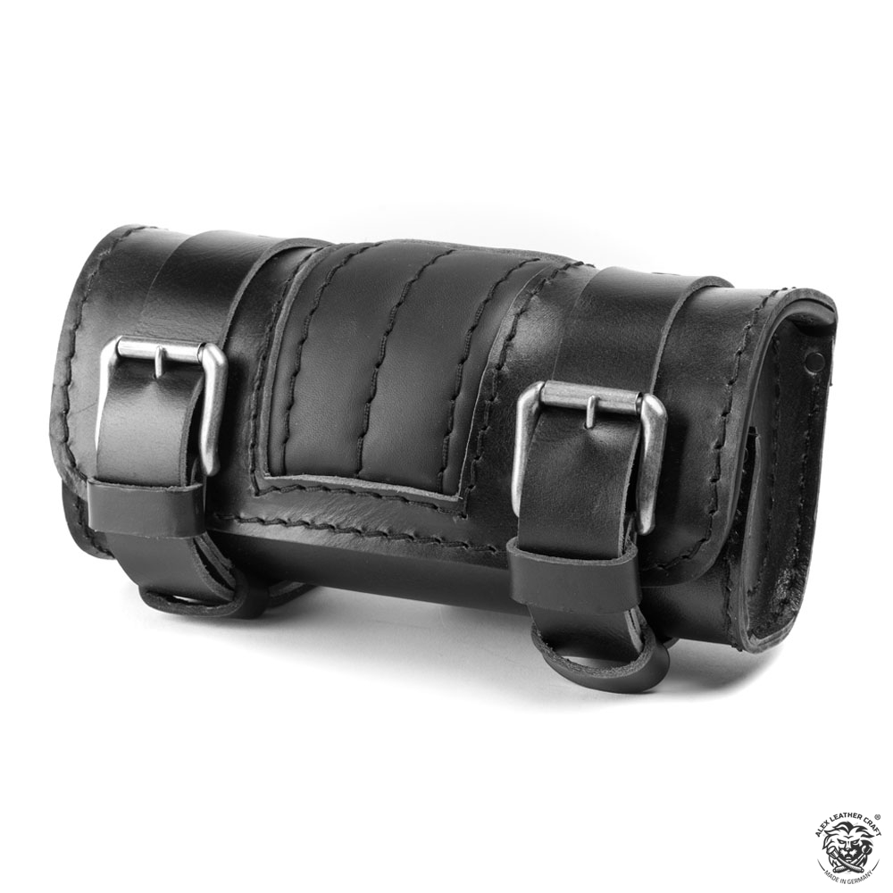 Motorcycle leather tool handlebar bag Black V2 | Alex Leather