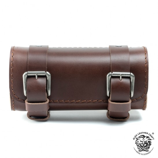 Motorcycle leather tool handlebar bag Dark Brown | Alex Leather Craft Shop