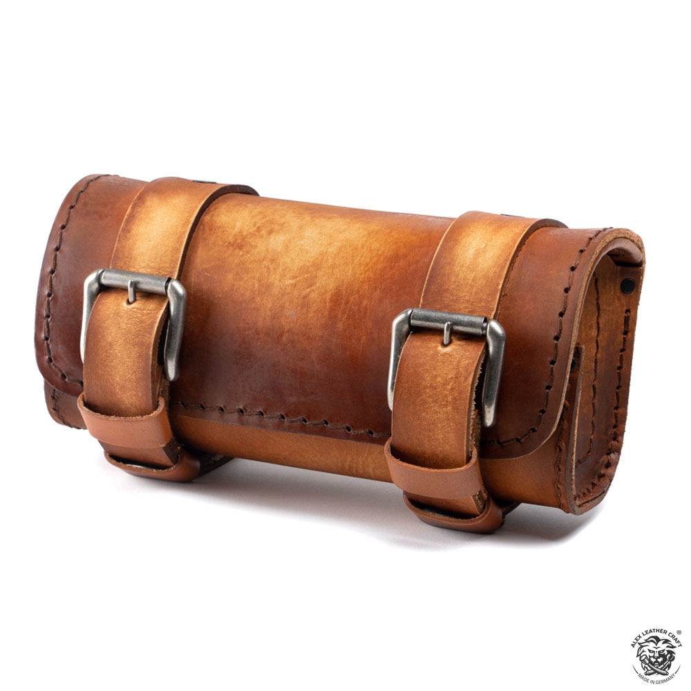 Motorcycle leather tool handlebar bag Vintage Brown