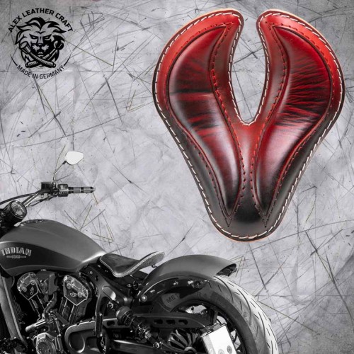 Bobber Solo Seat for Indian Scout since 2015 "King Cobra" Red
