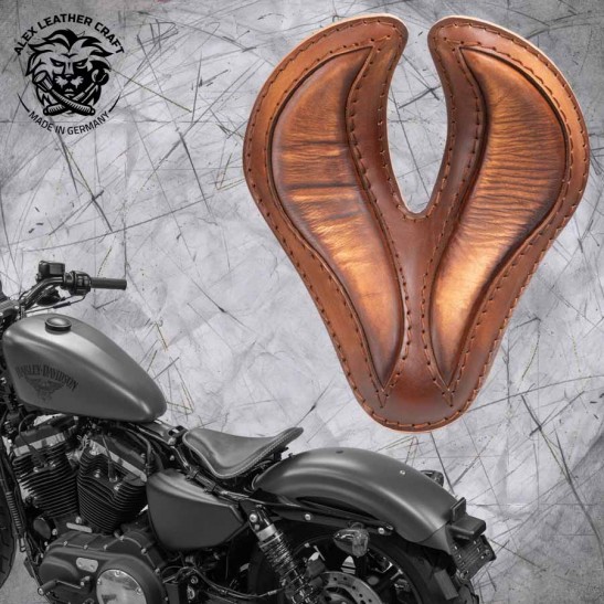 Solo Sitz + Montage Kit Harley Davidson Sportster 04-22 "King Cobra" Vintage Braun