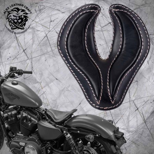 Solo Sitz + Montage Kit Harley Davidson Sportster 04-20 "King Cobra" Schwarz