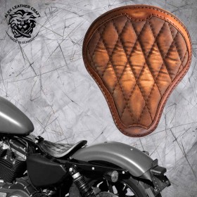 Solo Selle Harley Davidson Sportster 04-20 Vintage Marron de luxe Motif de diamant