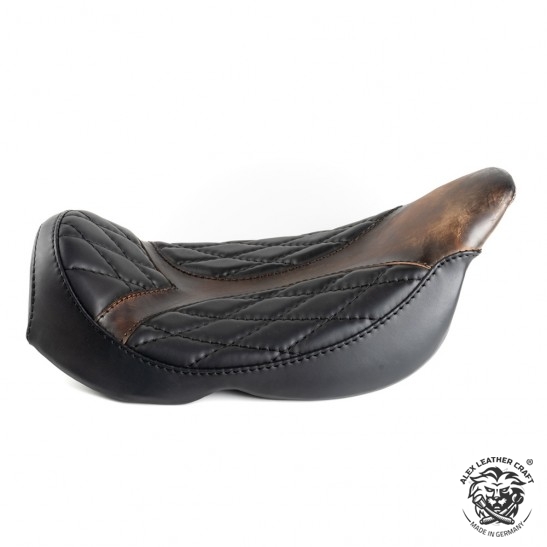 Solo Seat for Harley Touring Black and Vintage Brown Diamond