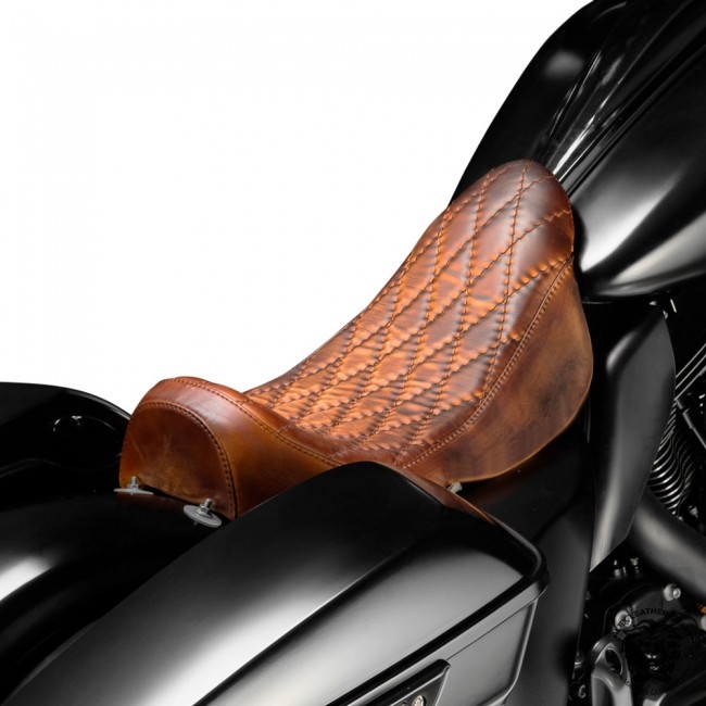 Solo Seat for Harley Touring Vintage Brown Diamond
