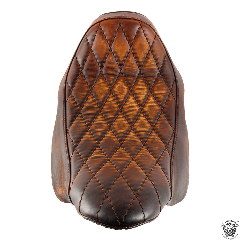 ハーレーダビッドソン・ツーリングファミリー用シングルシート Vintage Brown Diamond | アレックスレザークラフト