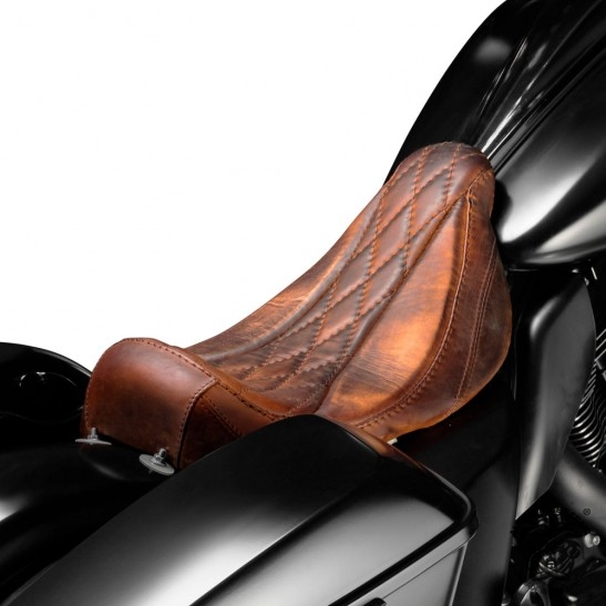 Solo Seat for Harley Touring "Rider" Vintage Brown Diamond