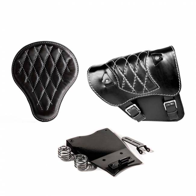 Seat + Saddlebag for Indian Scout since 2017 Black and White Diamond