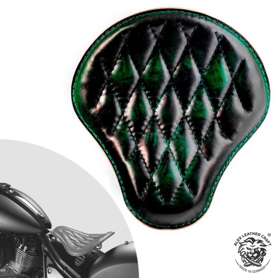 インディアンチーフダークホース2022年式用ソロシート Emerald ダイアモンド柄