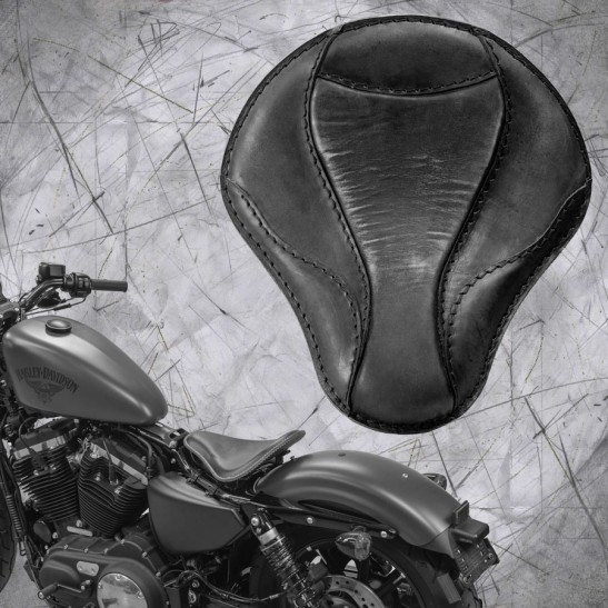 Solo Selle + Montage Kit Harley Davidson Sportster 04-22 "El Toro" Vintage Noir