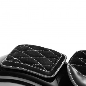 Pillion seat pad Luxury "Gloss and Velvet" Black and White Diamond