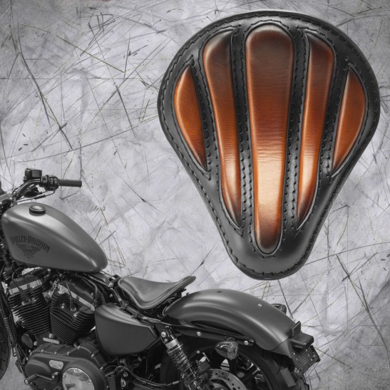 Solo Seat + Montage Kit Harley Davidson Sportster 04-20 "Optimus" Saddle Tan