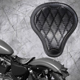 Solo Sitz Harley Davidson Sportster 04-22 Vintage Schwarz Luxus Rautenmuster