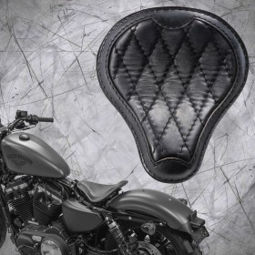 Solo Selle + Montage Kit Harley Davidson Sportster 04-22 Vintage Noir de luxe Motif de diamant