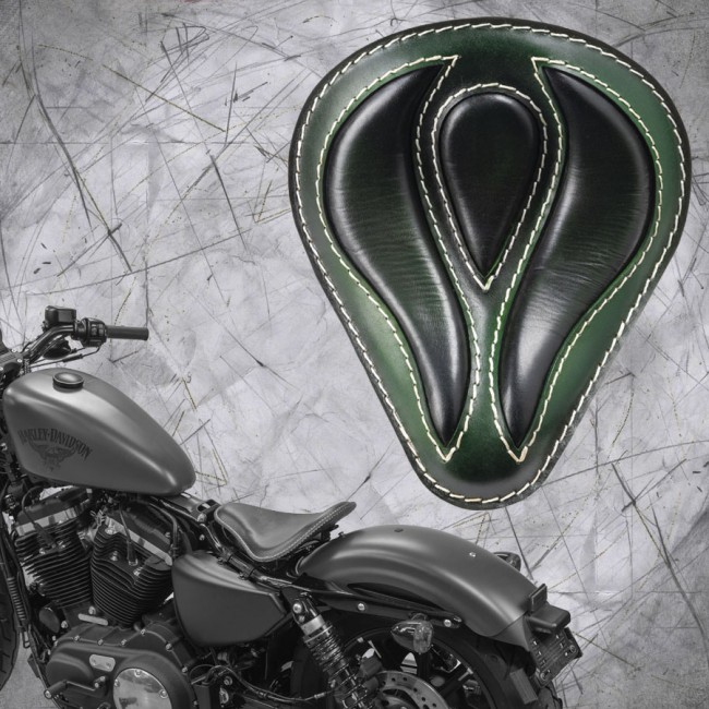 Solo Selle + Montage Kit Harley Davidson Sportster 04-20 "Viper" Emerald