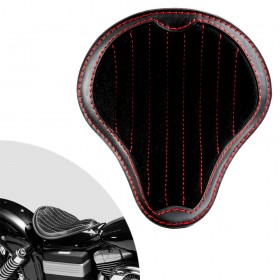 Bobber Solo Seat for Harley Davidson Dyna 93-17 "Gloss and Velvet" Black and Red V2