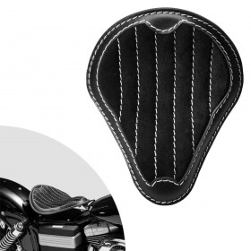 Bobber Solo Seat for Harley Davidson Dyna 93-17 "Gloss and Velvet" Black and White V2
