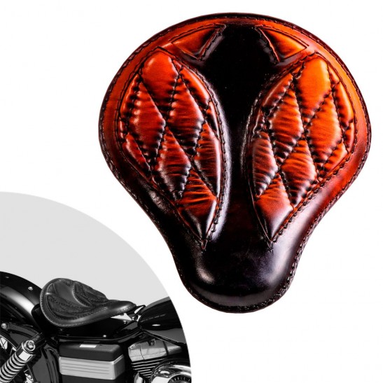 Selle solo pour Harley Davidson Dyna modèles 93-17 "Short" Saddle Tan Motif de diamant
