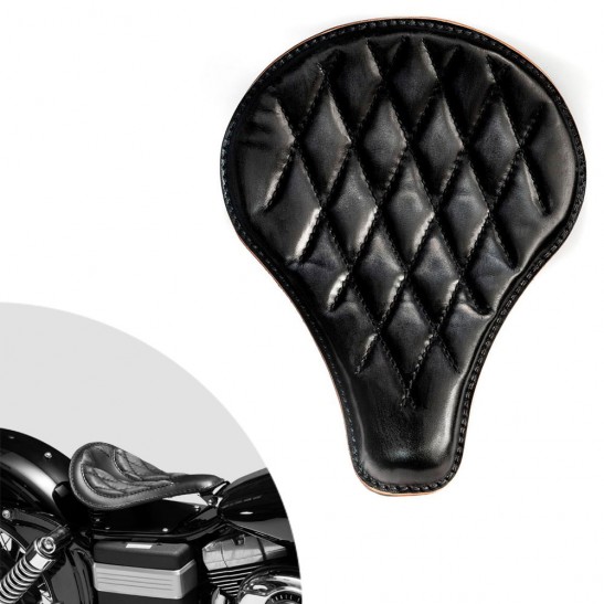 Bobber Solo Seat for Harley Davidson Dyna models 93-17 Long Vintage Black Diamond