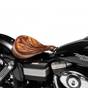 Bobber Solo Seat for Harley Davidson Dyna 93-17 "Spider" Vintage Brown Diamond