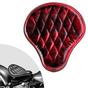 Bobber Solo Seat Harley Davidson Softail 2000-2017 incl mounting kit Red and Black Diamond