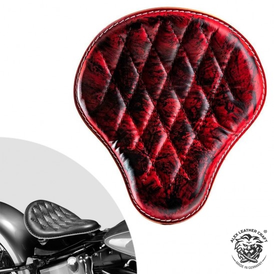 Bobber Solo Seat Harley Davidson Softail 2000-2017 incl mounting kit Red and Black Diamond