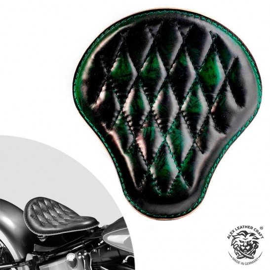 Bobber Solo Sitz Harley Davidson Softail 2000-2017 incl Montagekit Emerald Rautenmuster