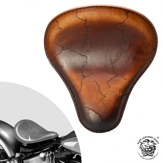 Bobber Solo Seat Harley Davidson Softail 2000-2017 incl mounting kit Electric Vintage Brown