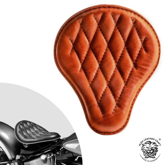 Bobber Solo Seat Harley Davidson Softail 2000-2017 incl mounting kit Cognac Diamond
