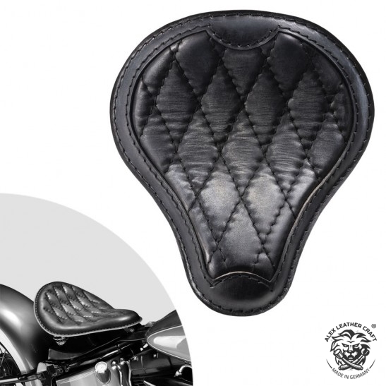 Bobber Solo Selle Harley Davidson Softail 2000-2017 avec kit de montage "De luxe" Vintage Noir Motif de diamant