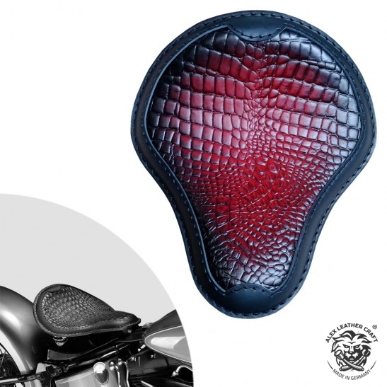 Bobber Solo Selle Harley Davidson Softail 2000-2017 avec kit de montage "De luxe" Alligator Noir et Rouge