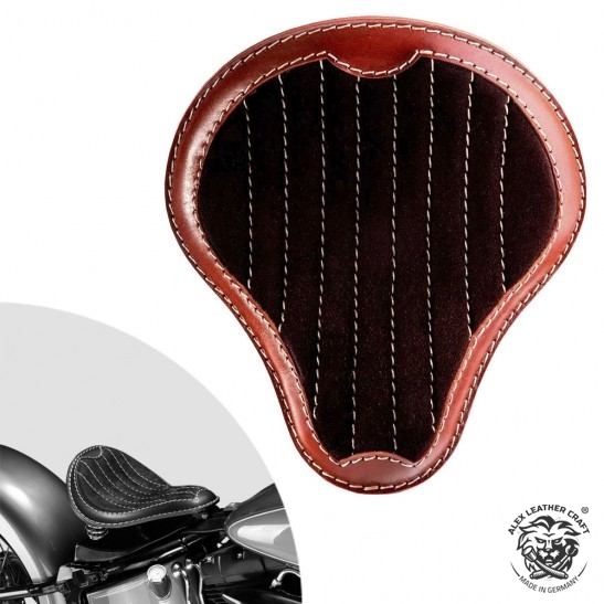 Bobber Solo Selle Harley Davidson Softail 2000-2017 avec kit de montage "Gloss et Velours" Noir et marron V2