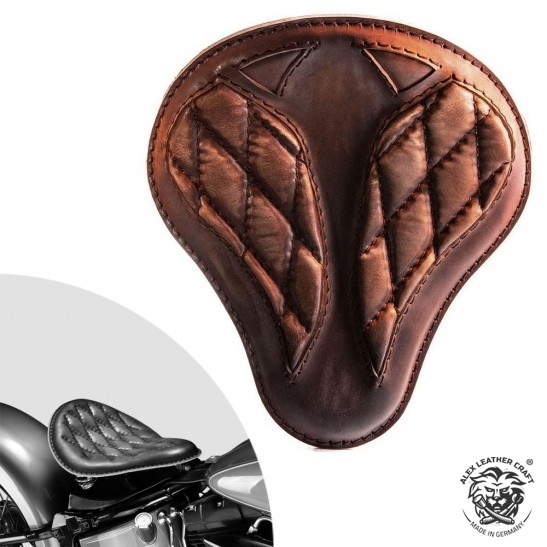 Bobber Solo Selle Harley Davidson Softail 2000-2017 avec kit de montage "Short" Vintage marron Motif de diamant