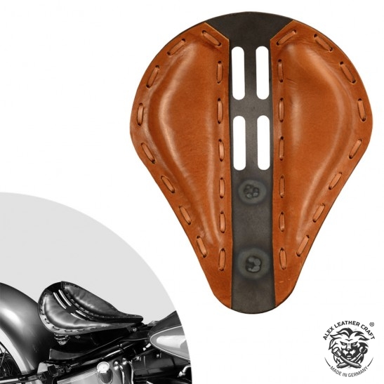 Bobber Solo Seat Harley Davidson Softail 2000-2017 incl mounting kit "4Fourth" Buffalo Cognac metal
