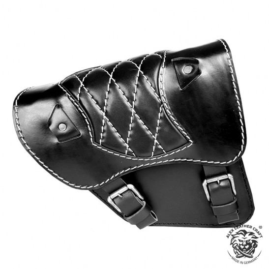 Sacoche de moto Harley Dyna 93-17 "Araignée" Vintage Noir et blanc Motif de diamant