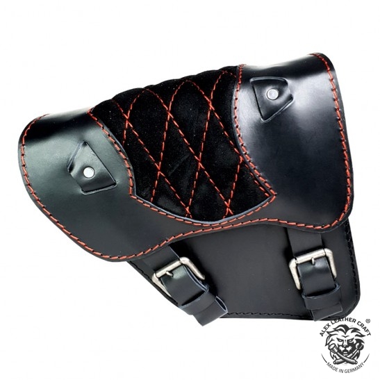 Sacoche de moto Harley Dyna 93-17 "Gloss et Velours" noir et rouge Motif de diamant