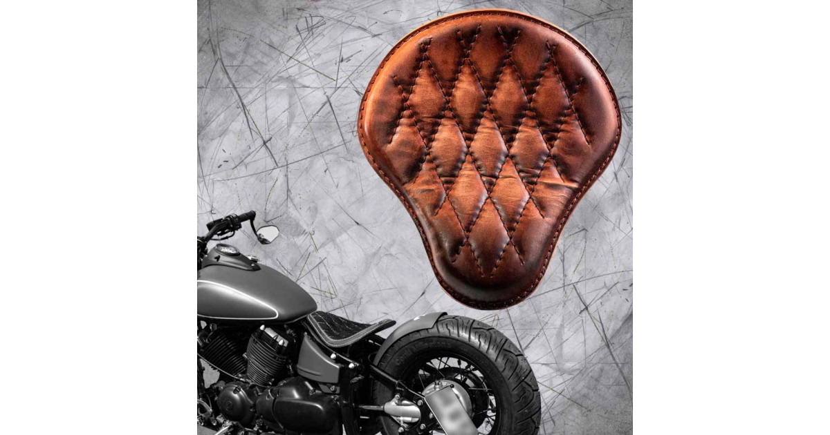 Solo Seat Yamaha V Star 650 Drag Star and Montage Kit Vintage Brown Diamond Alex Leather Craft Shop