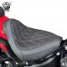 Sitz für Harley Street Bob 114, Softail Standard 21-24 Samt Schwarz Rautenmuster