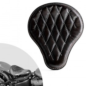Bobber Solo Selle Harley Street Bob, Fat Bob, Slim, Heritage, Deluxe (18-24) Noir et Blanc Motif de diamant